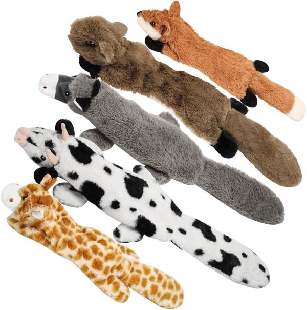 Dog Squeaky Toys, 5 PCS Crinkle Plush Dog Toys, No Stuffing Dog Toys for Small Medium Large Dogs, Stuffless Puppy Toys for Boredom