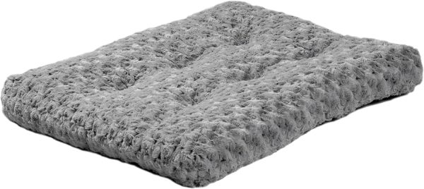 Deluxe Gray Ombre Swirl Plush Pet Bed, Machine Washable, Non-Skid Bottom, Soft Crate Mat for 18-inch Crates