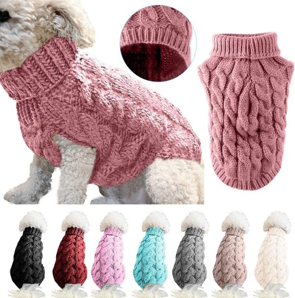 Pet Dog Turtleneck Knitting Sweater Coat Winter Warmer Thickening Pullover Knitwear Crochet Coat Clothes for Small Medium Dog Cat